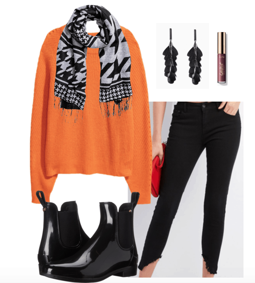 outfits with orange sweater