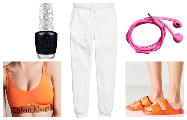 Orange and white lounge sweatpants outfit