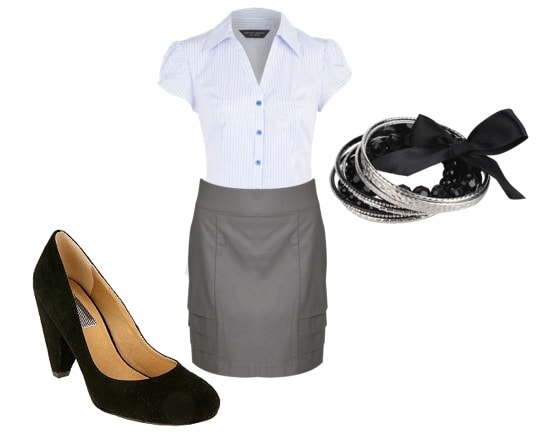 Outfit inspired by Julia Mateian: Blue and white stripe wrap skirt, white off shoulder top, camera bag with woven strap, ankle tie sandals in green, straw fedora, clubmaster sunglasses