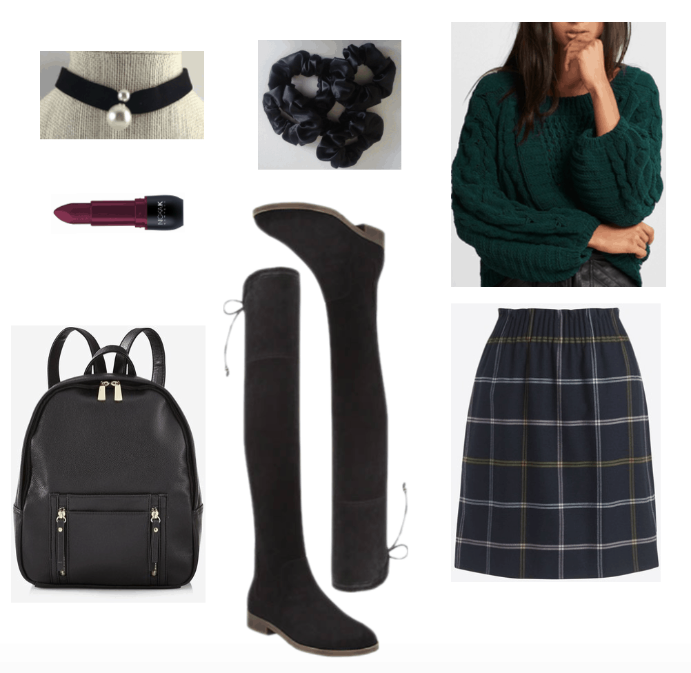 Over-the-knee boots outfit: preppy school girl-esque.