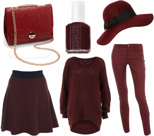 Oxblood clothes and accessories