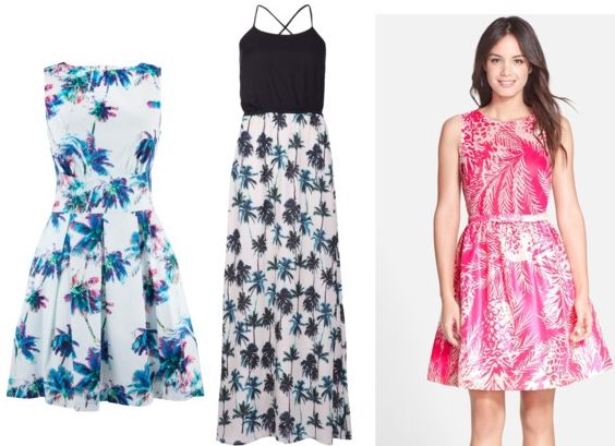 palm tree print dress examples