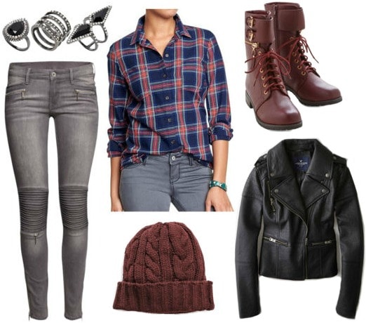Pantone marsala plaid shirt moto jacket