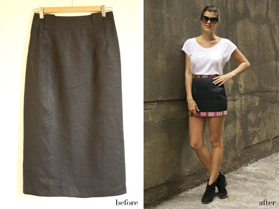 DIY Pattern Trim Skirt: Before and after