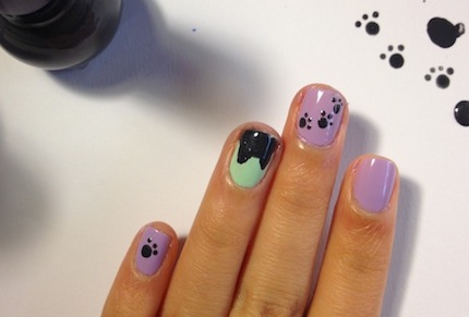 paw prints and kittens nail tutorial step 5