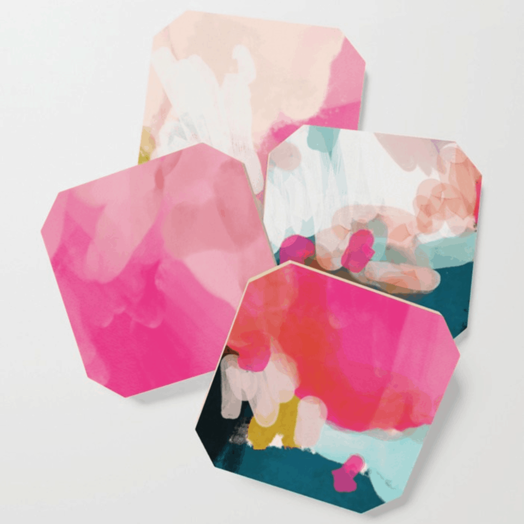 Pink artsy coasters from Society6