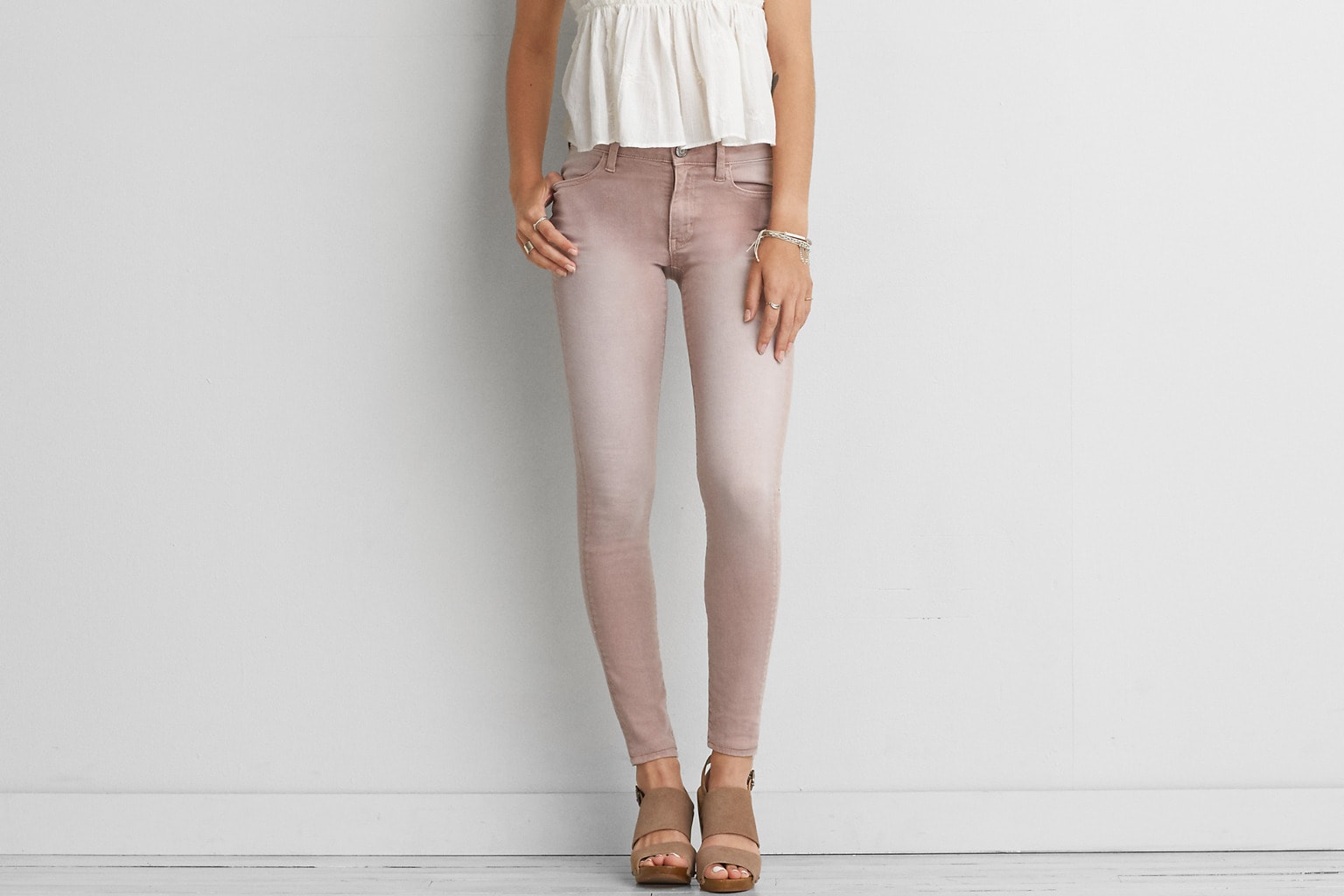 Light pink skinny jeans