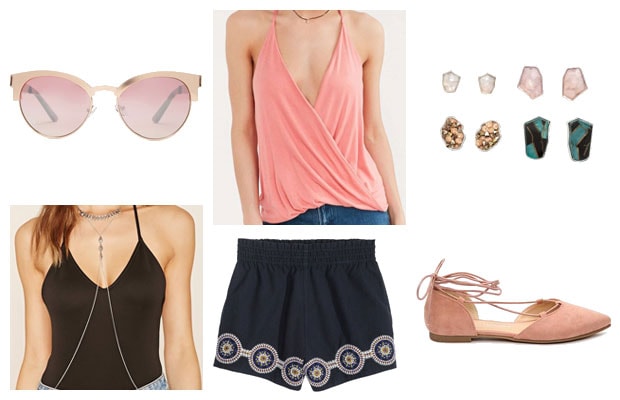 Pink wrap tank bold summer outfit