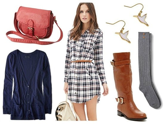 Easy Outfit Formulas: Shirtdress + Riding Boots - College Fashion