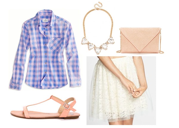 tulle skirt and plaid shirt