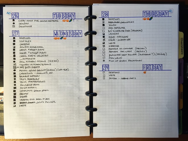 bullet journal weekly layout
