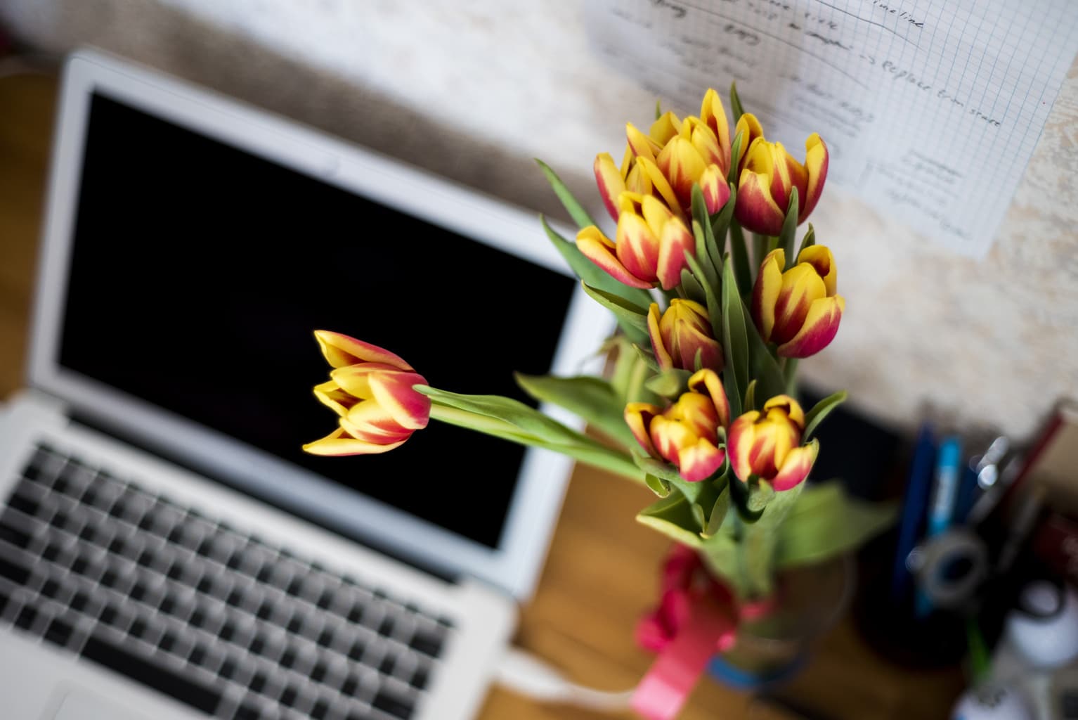 Flowers on a desk