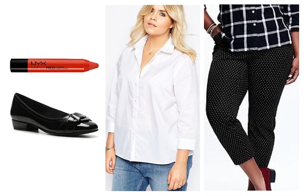 Plus size business casual pattern pants outfit