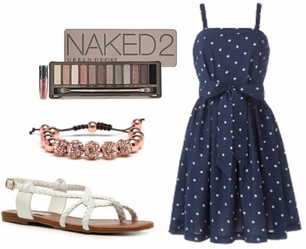 Plus size fashion navy dress and sandals