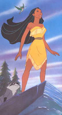 Disney's Pocahontas standing on a cliff