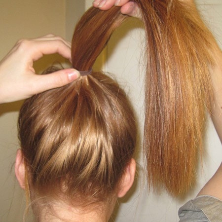Braided bun tutorial step 1: Put hair in ponytail