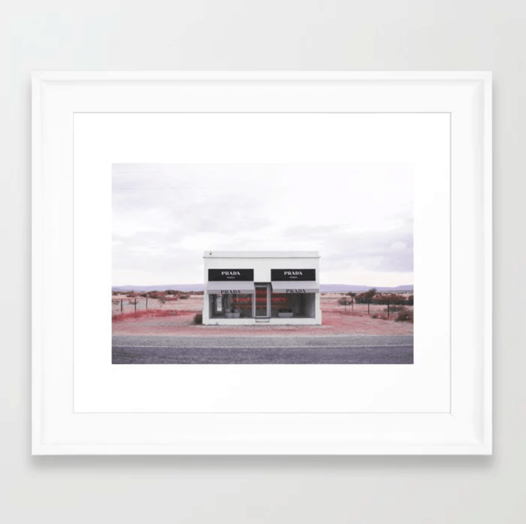 Prada Marfa framed print from Society6