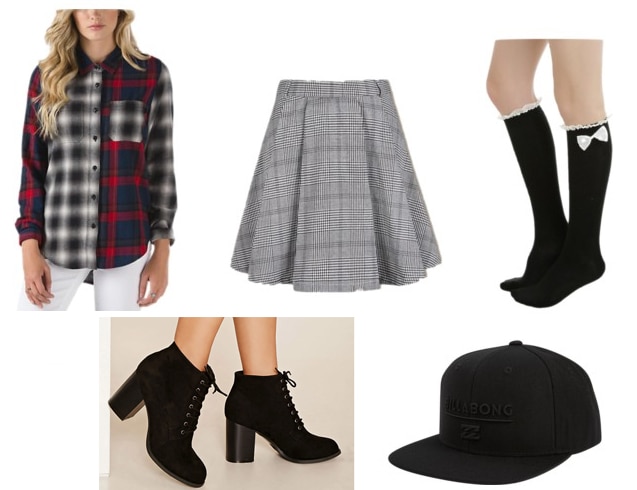Preppy meets punk outfit idea