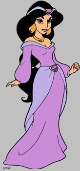 Princess Jasmine from Aladdin wearing a purple dress