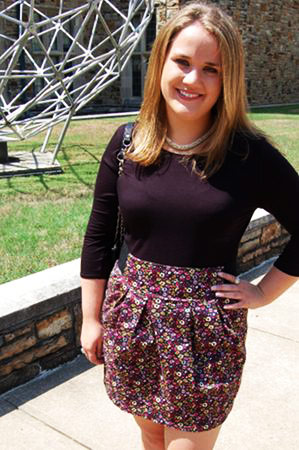 College street style trend: Printed skirt and fitted tee