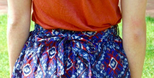 Printed skirt with bow college street fashion