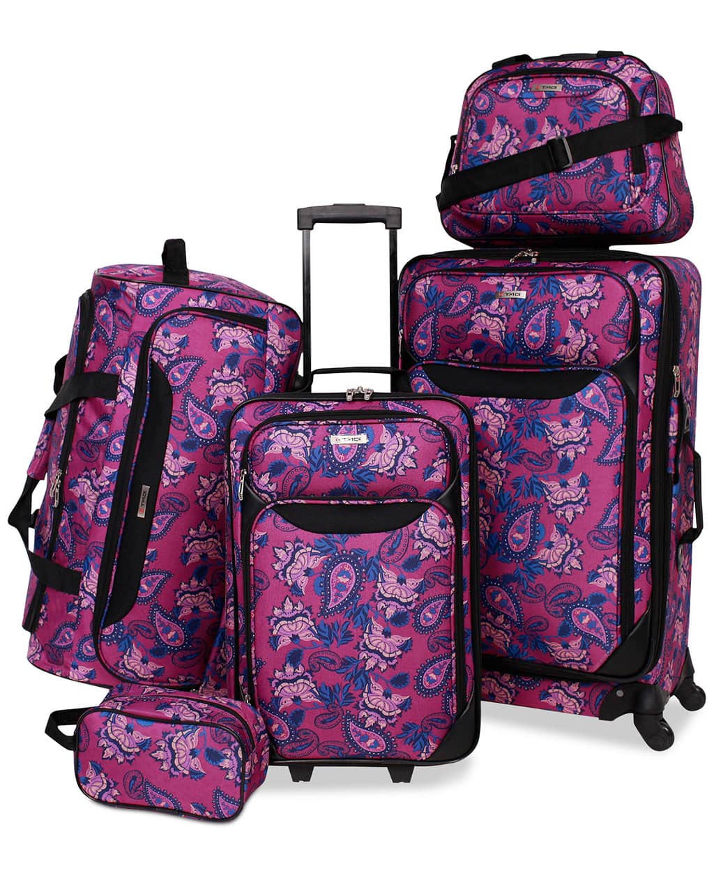 Purple printed luggage set