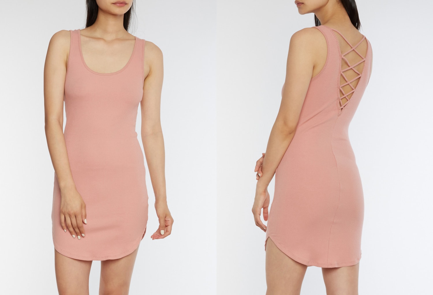 Rainbow Stores millennial pink body con dress with cris cross back detail - just !