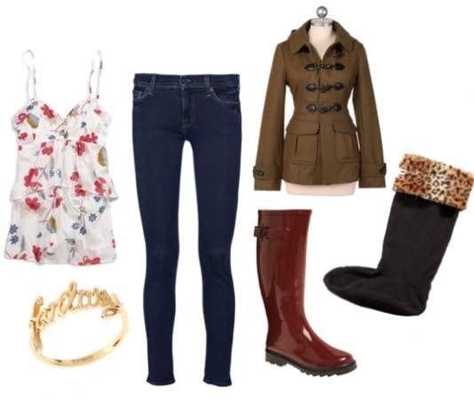 Rainy day Outfit with socks and boots