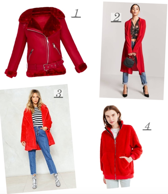 Red is the color of the season. Add a statement to any outfit with a bold red coat. Cute red coats from MissGuided, NastyGal, Urban Outfitters, Forever 21