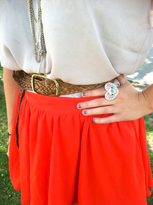 College student fashion trend: bright a-line skirt