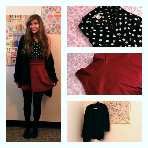 Red skirt polka dot top taylor swift inspired outfit