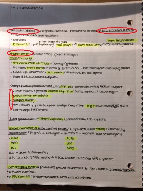 highlighted notes