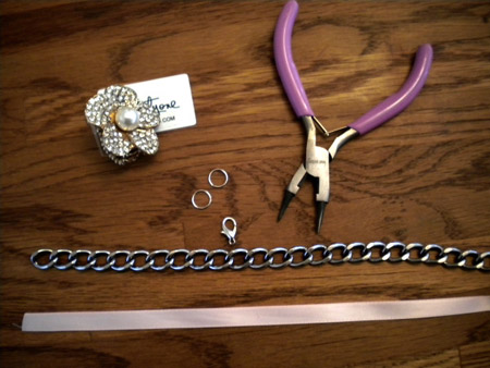 Supplies for the DIY Ribbon Necklace