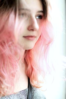 RISD student with pink hair