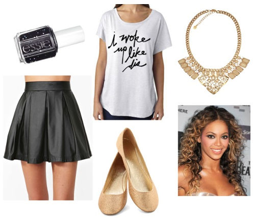 Rise leather skirt graphic tee