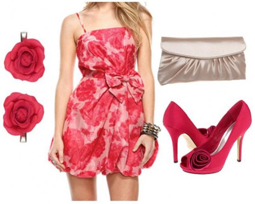 Dressy outfit with a pink/red dress, inspired by Disney's Rosetta