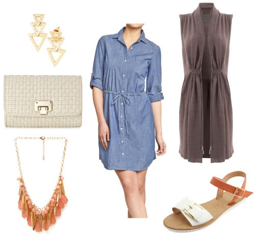 Ruche flourish denim dress
