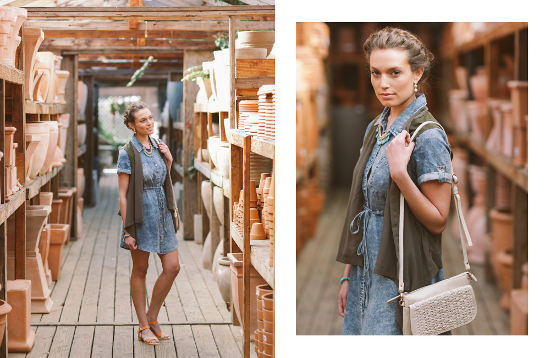 Ruche lookbook denim dress