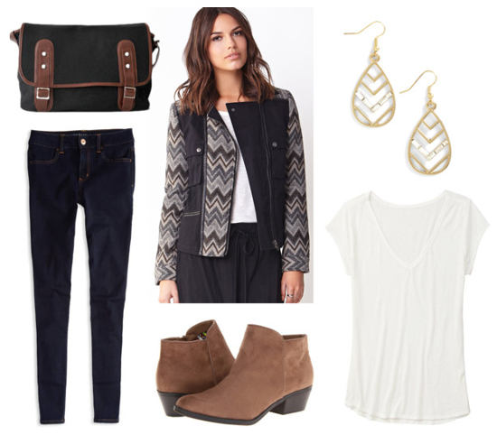 Ruche printed sleeve jacket jeans tee