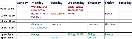 Written Schedule Example