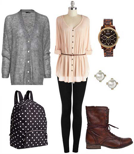 Figure-flattering outfit for school days