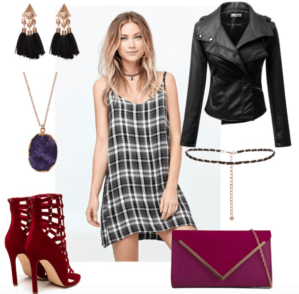 plaid dress night out outfit 2