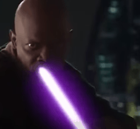 Mace Windu with his lightsaber