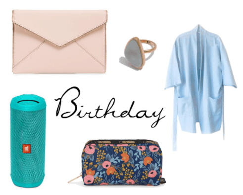 Classy birthday gifts for a friend - our best gift ideas include a pretty envelope clutch, geode ring, comfy robe, waterproof bluetooth speaker, printed makeup bag