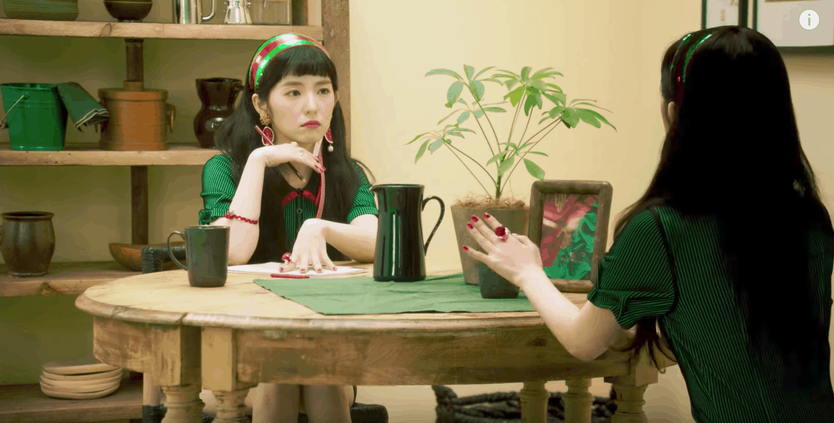 Red Velvet "Red Flavor" music video screenshot - watermelon outfit
