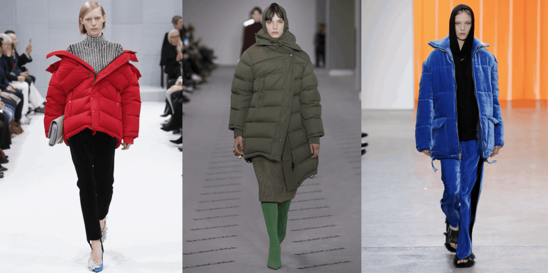 Winter outerwear trends for fall/winter 2017-18. Puffer jackets seen all over the runway from Balenciaga to Dion Lee.