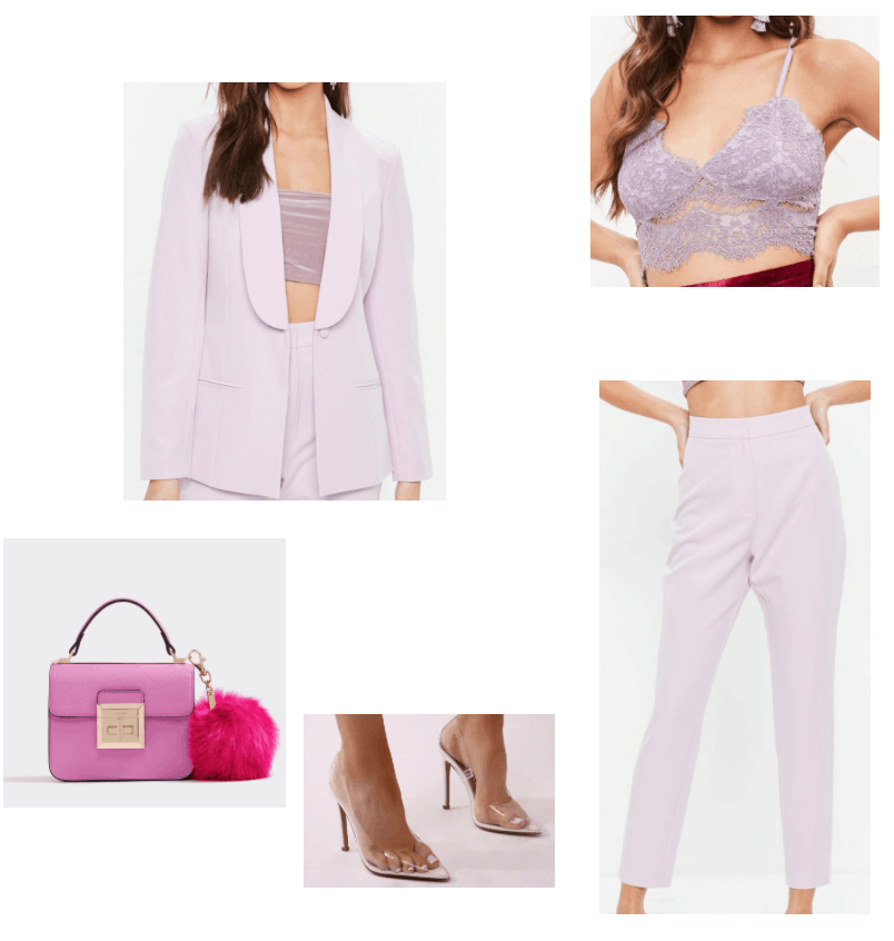 summer outfit featuring matching set lilac