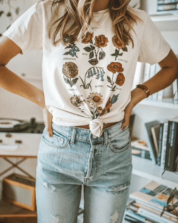 Graphic tee and jeans