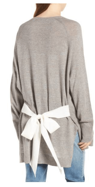 Internship essentials: Cozy cardigan to keep you warm in the air conditioning -- gray cardi with white bow detail