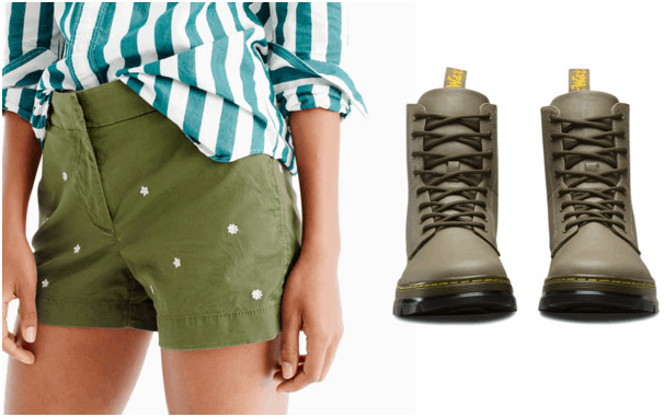 What your favorite pair of shorts says about you: Olive green polka dot shorts and olive green boots